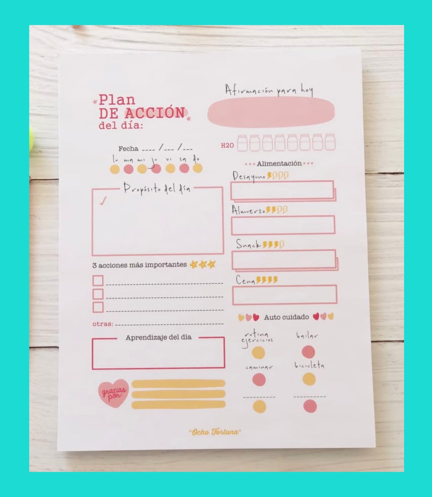 Plan de Acción de Autocuidado (planner diario)